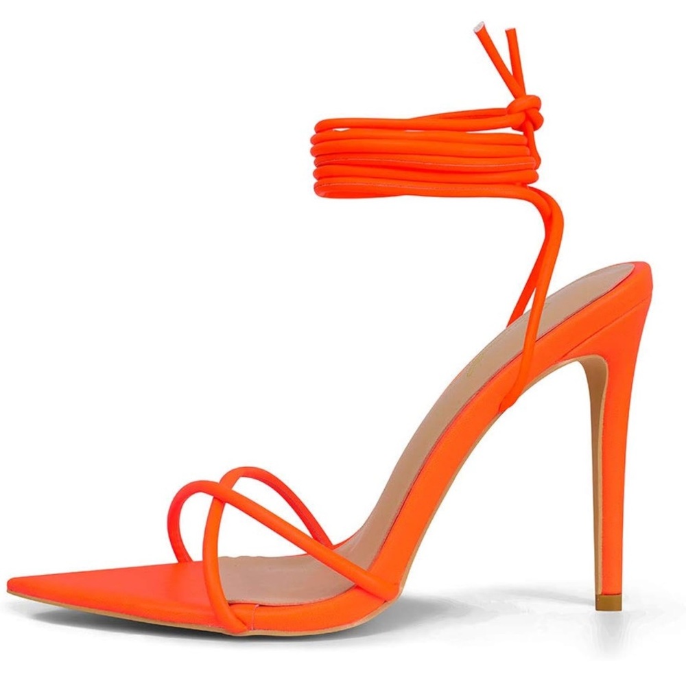 Fluorescent Orange Strappy Heels
